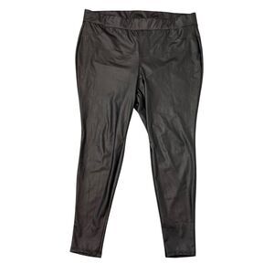 Torrid Pants 3X Faux Leather Leggings Black Pull On High-Rise Ankle Stretch